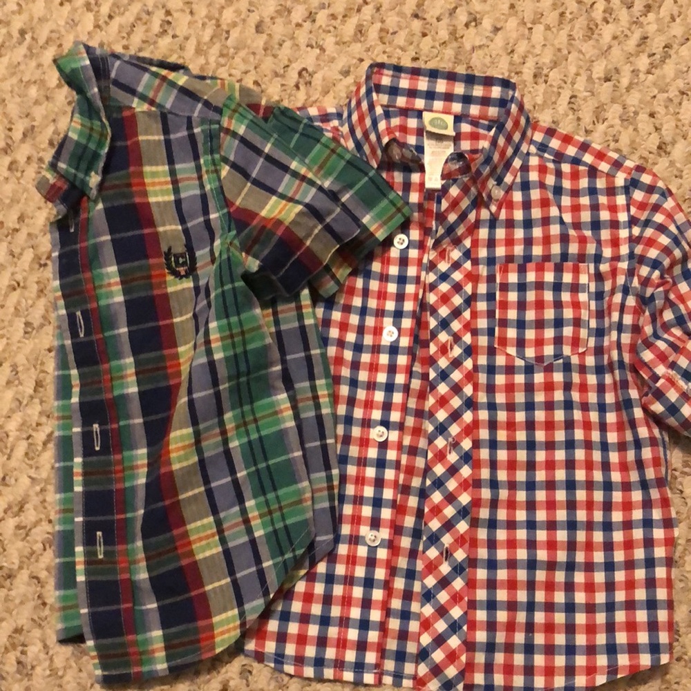 2 boys button down shirts size 24m
